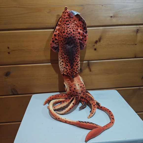 Fiesta Other - Fiesta  Orange Ocean Spotted Giant Squid Plush Realistic Stuffed Animal Toy E2